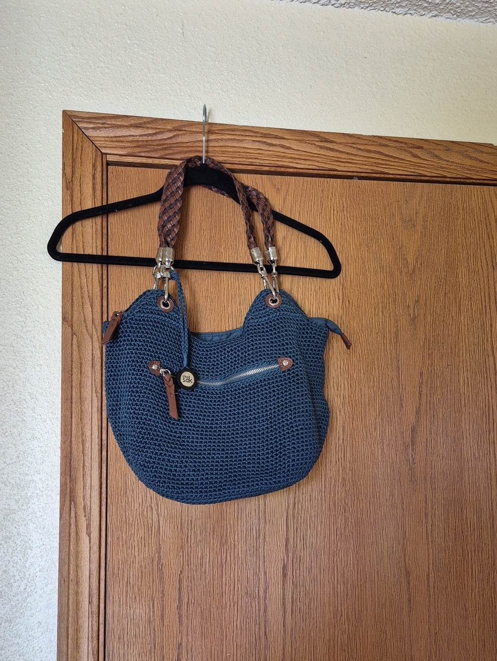 The Sak Blue Woven Shoulder Bag EUC